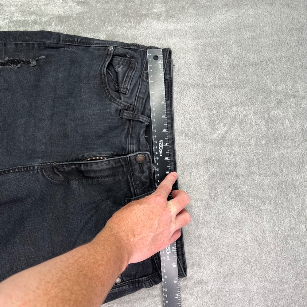 Judy Blue Boyfriend Jeans Womens 13/31 Black Solid Distressed Stretch Denim - Picture 12 of 16